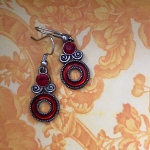 Red and Silver Earrings